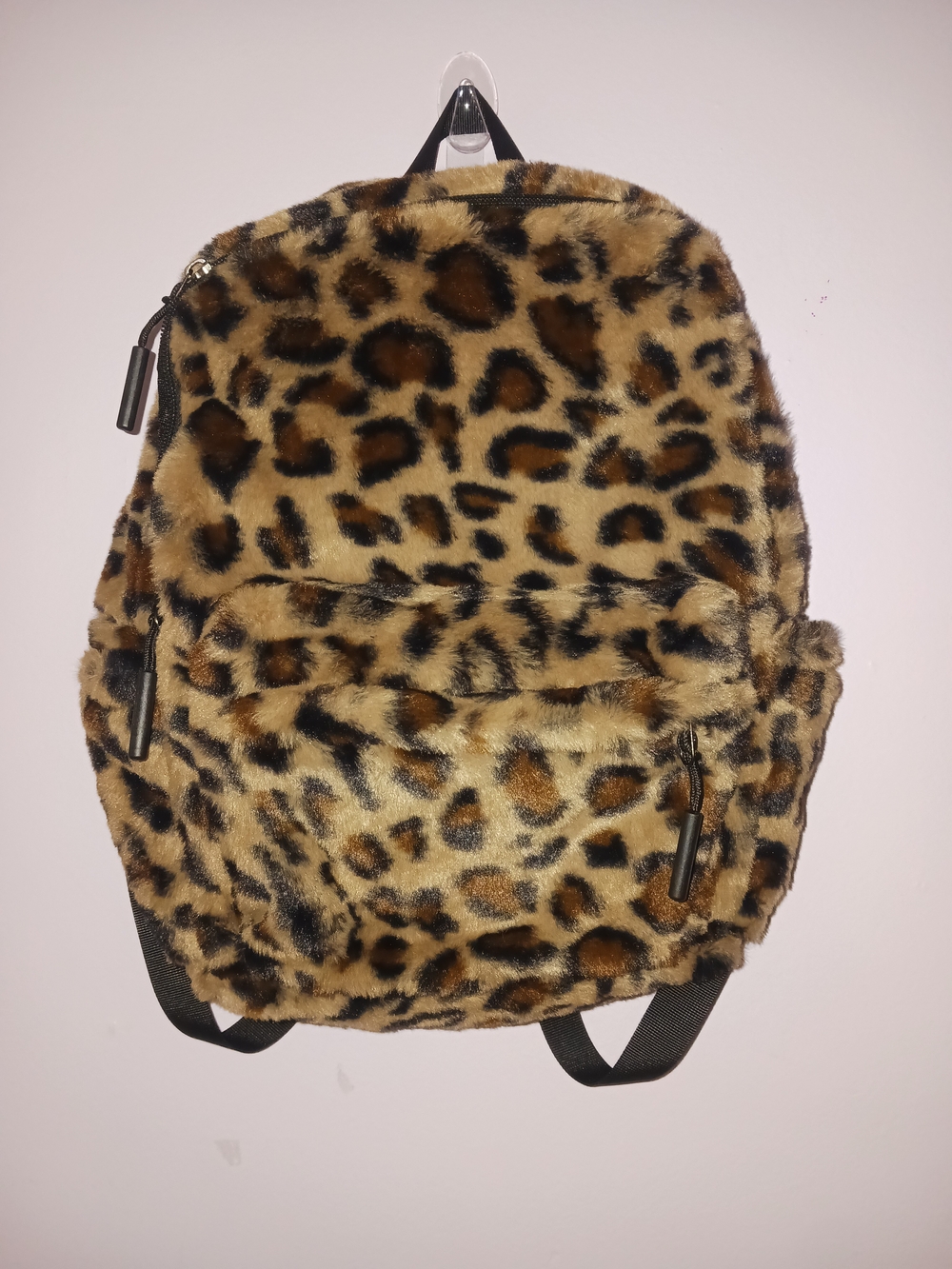 New Faux Fur Leopard Print Backpack